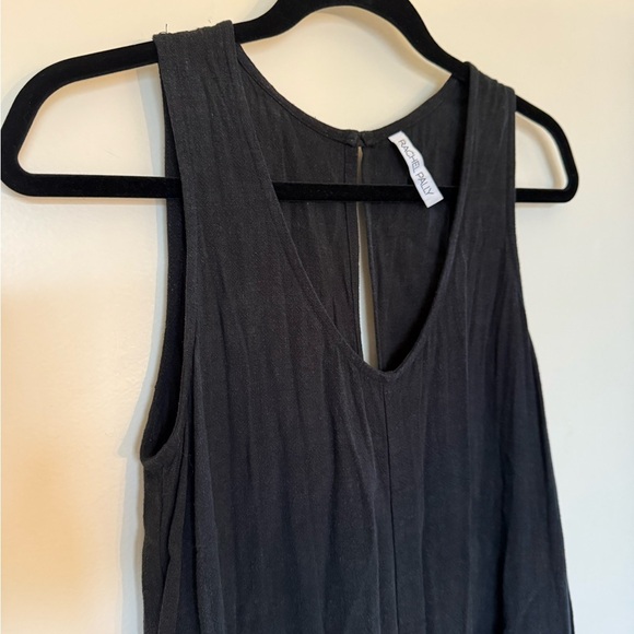 Rachel Pally Rayon/Linen Remy Romper with Front Pockets in Washed Out Black in S - Picture 2 of 11